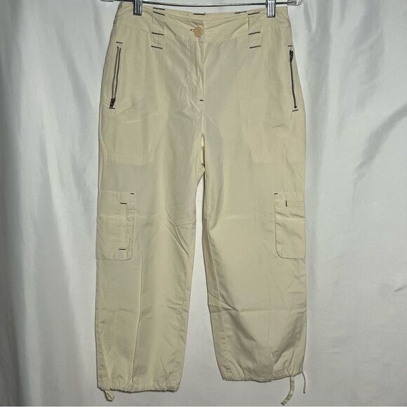 J. Jill 100% Cotton Cream Cargo Pants 2 - Picture 1 of 8